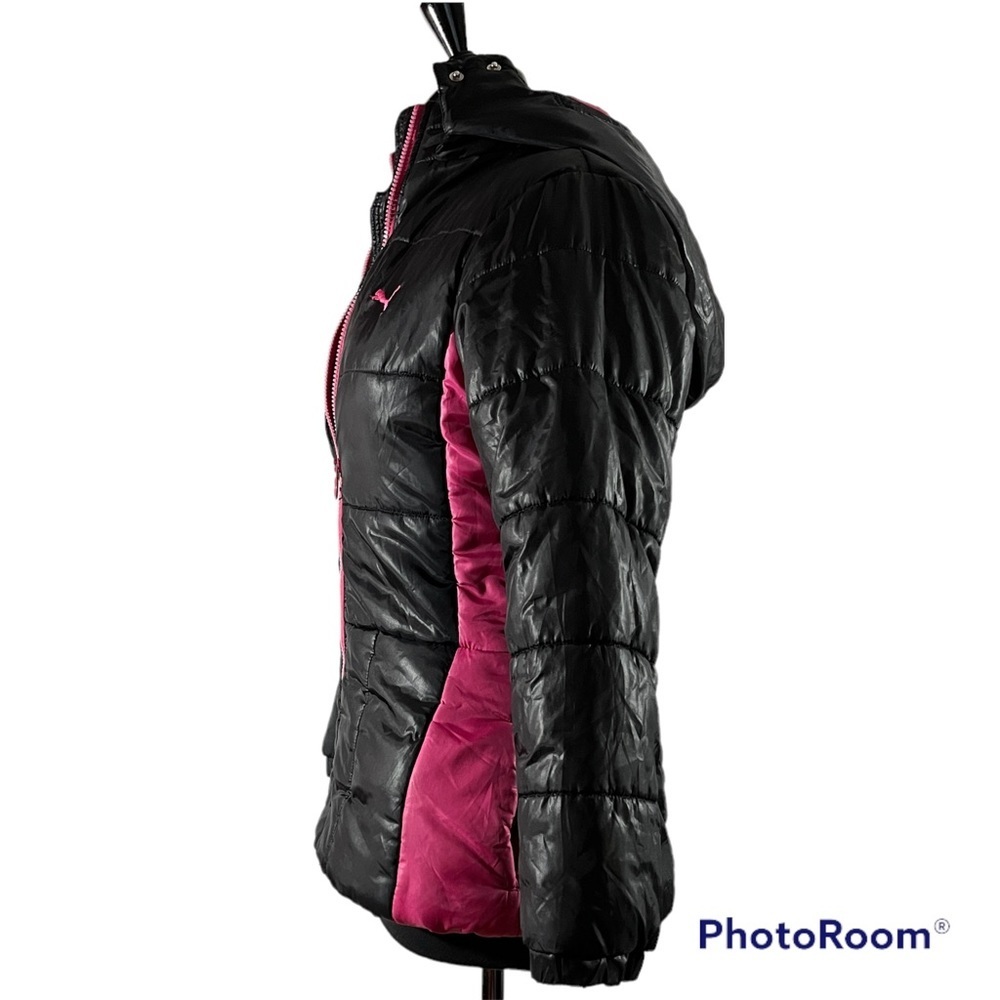 Puma Girl's Puff Jacket Black and Pink GUC Size 12 Winter Ready - Picture 2 of 8